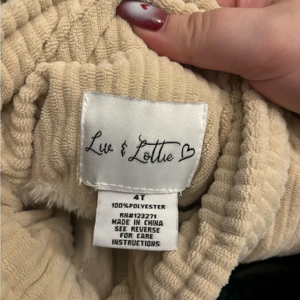 Luv & Lottie 4T Kids Cream Corduroy Puffer Jacket